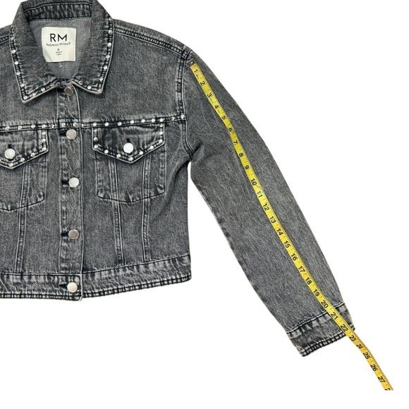 Rebecca Minkoff Gray Grey Denim Jean Jacket Studded Punk Button Up Size M Cotton - Picture 5 of 8